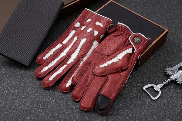 NappaNovum Gants de moto antidérapants en cuir de cerf avec doublure chaude pour homme