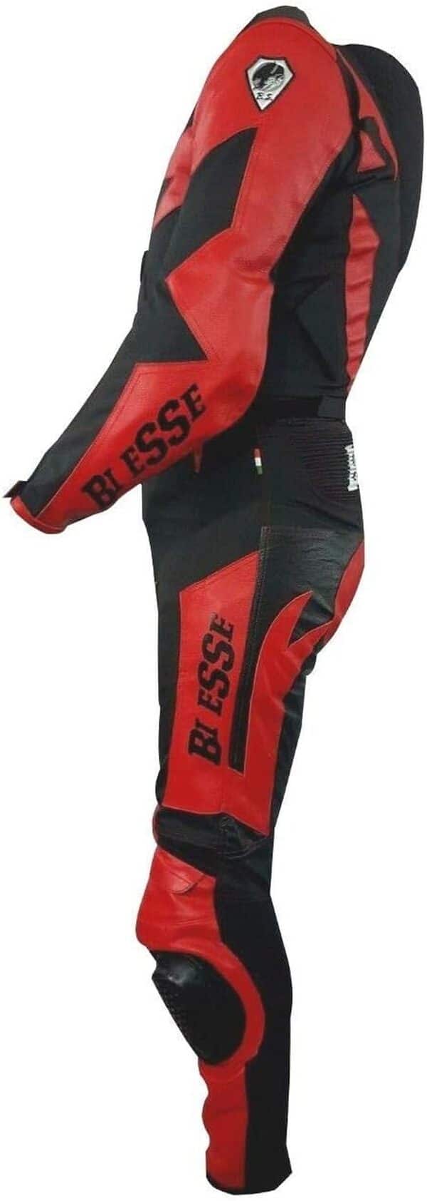 BI ESSE - Combinaison MOTO entièrement en cuir et tissu, idéale pour la route, les longs trajets, le touring, le pitbike, complète avec des protections