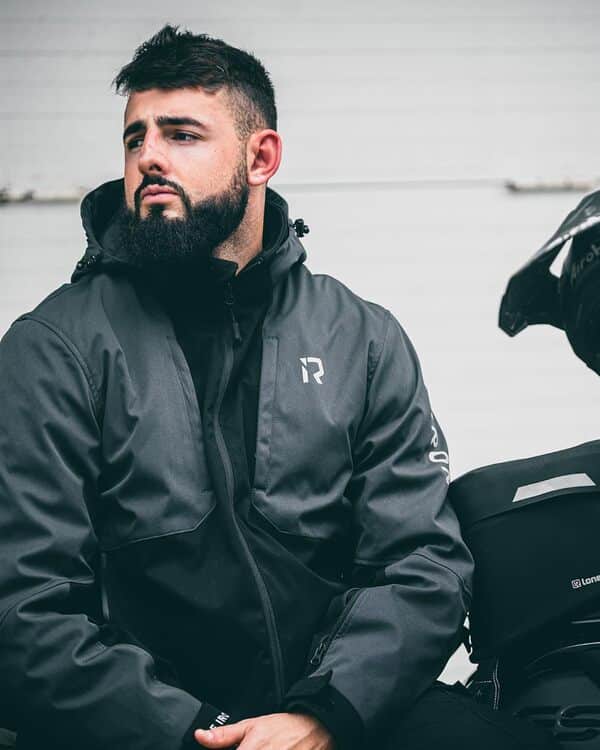 IRON JIA'S Veste de Moto Homme Toutes Saisons avec Epaulettes et Coudières CE Doublure Amovible Protection Moto Coupe-Vent Noir