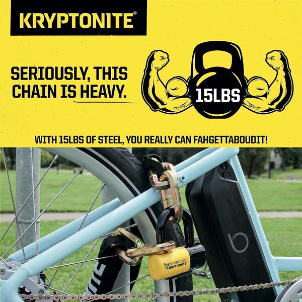 Kryptonite New York Fahgettaboudit Chaîne de vélo et cadenas à disque de New York Noir/jaune