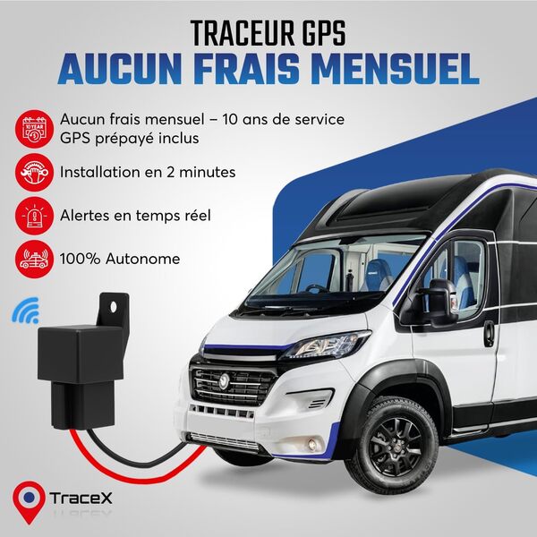 Traceur GPS sans abonnement – 10 Ans de Service Inclus – Tracker GPS pour Voitures, Motos, vélos, Camping-Car, Vans – Suivi en Temps réel, alertes de Mouvement et de Vibrations, Couverture Mondiale