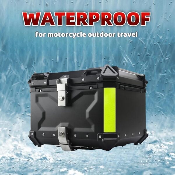 Top Case Moto, Bagages étanches pour Motos, Boîte de Queue de Motos avec Serrure De Sécurité, Coffres Moto pour Rangement Casques, Aluminium Top Case Plupart des Motoes et Maxi Scooters (80L Argent)