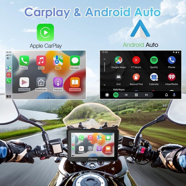Carpuride W702 Écran GPS Carplay pour Moto, CarPlay sans Fil & Android Auto, Écran Tactile Étanche 7