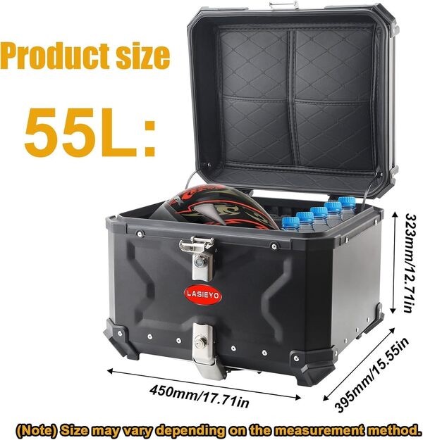 NCONCO Topcase pour Moto, 55L Topcase pour Moto en Aluminium Bagages pour Moto avec Serrure de sécurité pour Ranger Le Casque Gros Bagages, Topcase pour Moto étanche, Topcases pour Moto