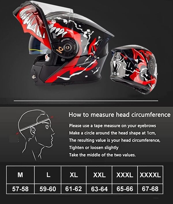 EBAYIN Casque De Moto Modulaire Bluetooth Intégral Rabattable avec Double Visière Anti-buée Anti-UV Homologué ECE Microphone Intégré for Hommes Et Femmes(J,XXXL(65~66cm))