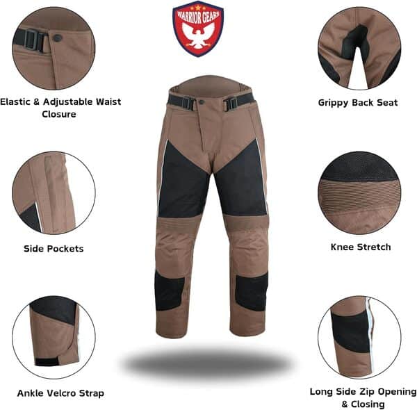 Pantalon de Moto pour Homme Air Mesh et Cordura 600D Pantalon de Moto blindé de Protection CE avec Doublure en Maille et imperméable Respirant