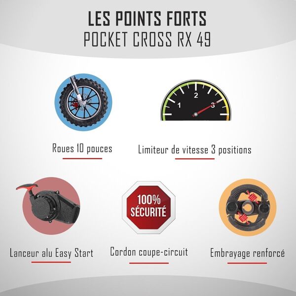 Mini Cross ORION 49 / Mini Moto Enfant 50cc / Rouge