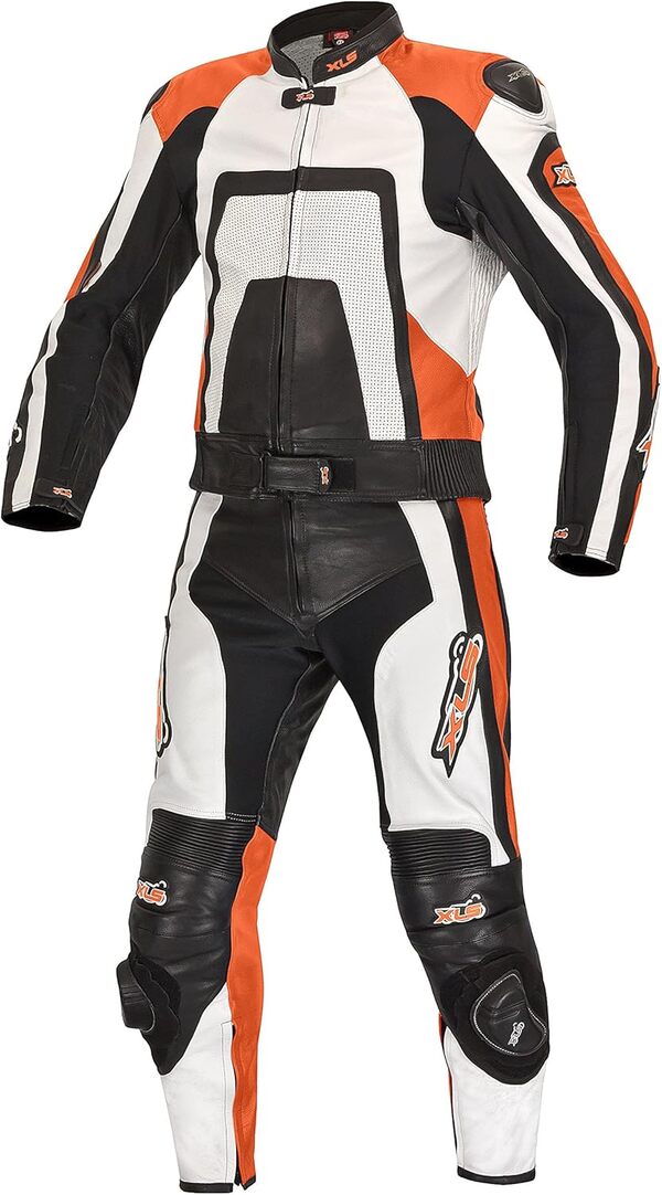 XLS Combinaison de moto 2 pièces en cuir orange