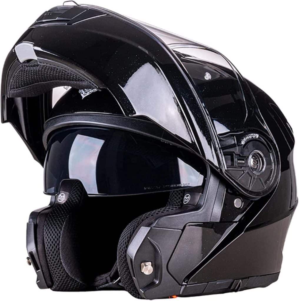 Casque moto double visière homologué 4XL noir brillant : test et avis