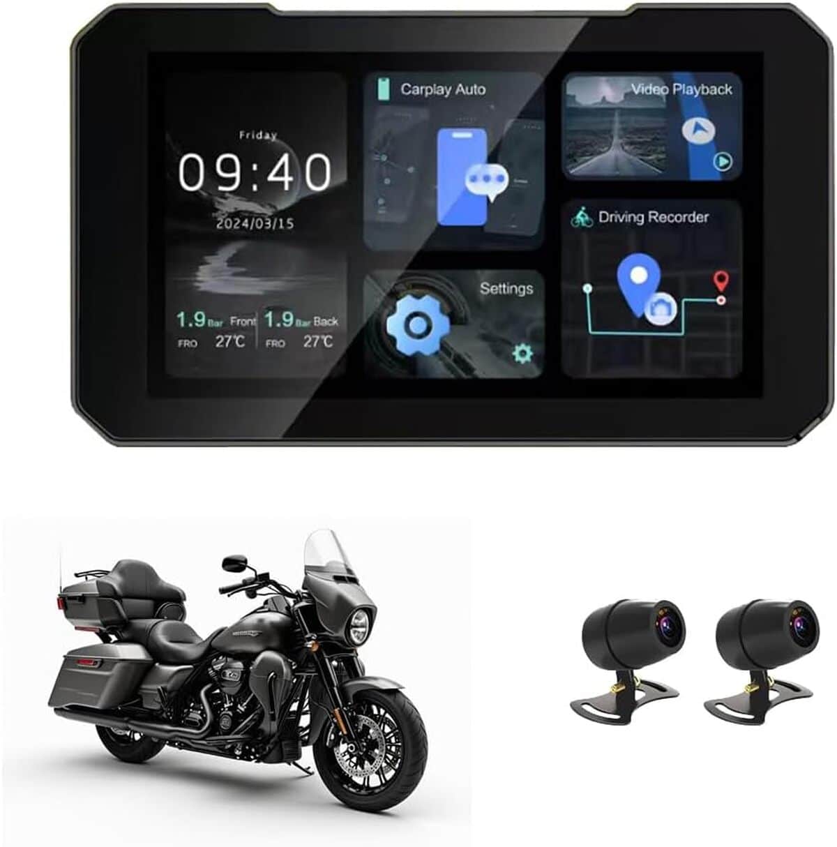 Test de la moto dashcam Apple CarPlay & Android Auto : navigation HD étanche