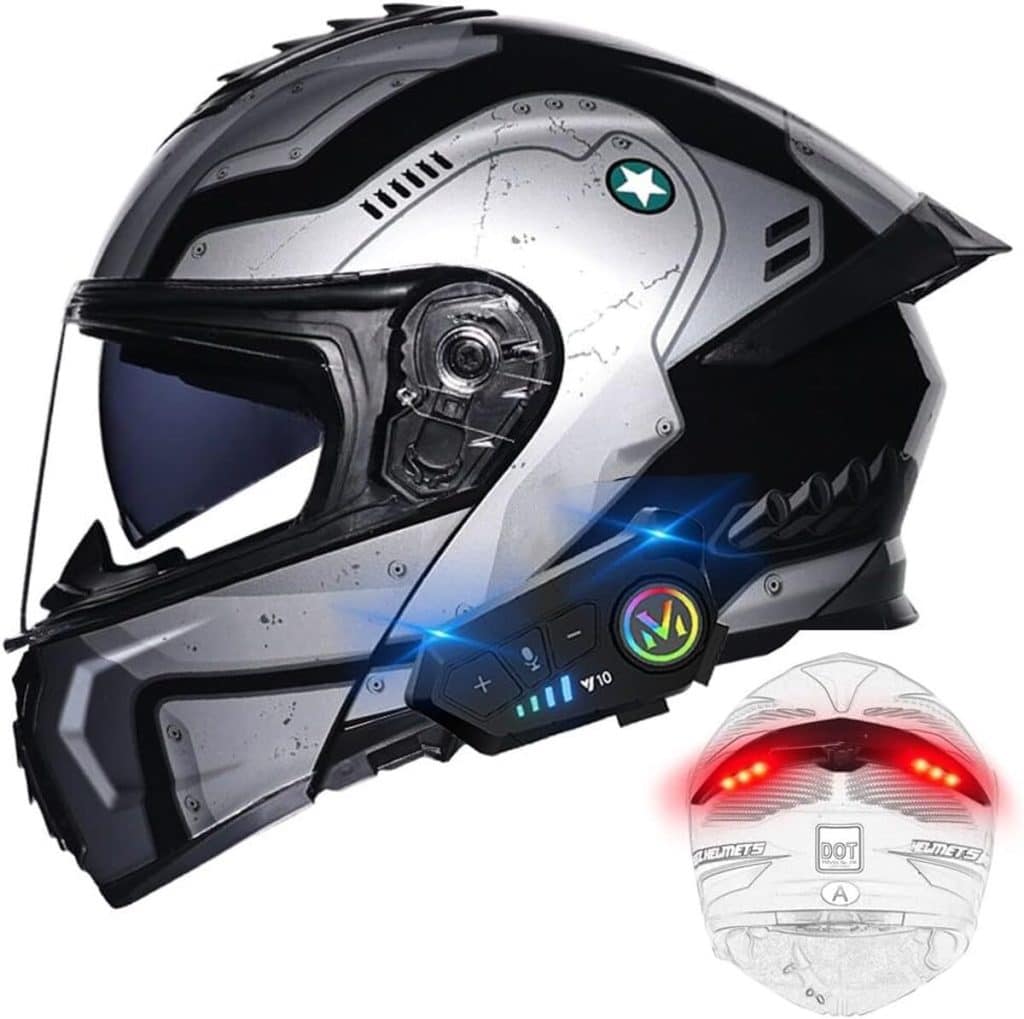 Test du casque moto modulable BYGMWEP Bluetooth avec feu arrière