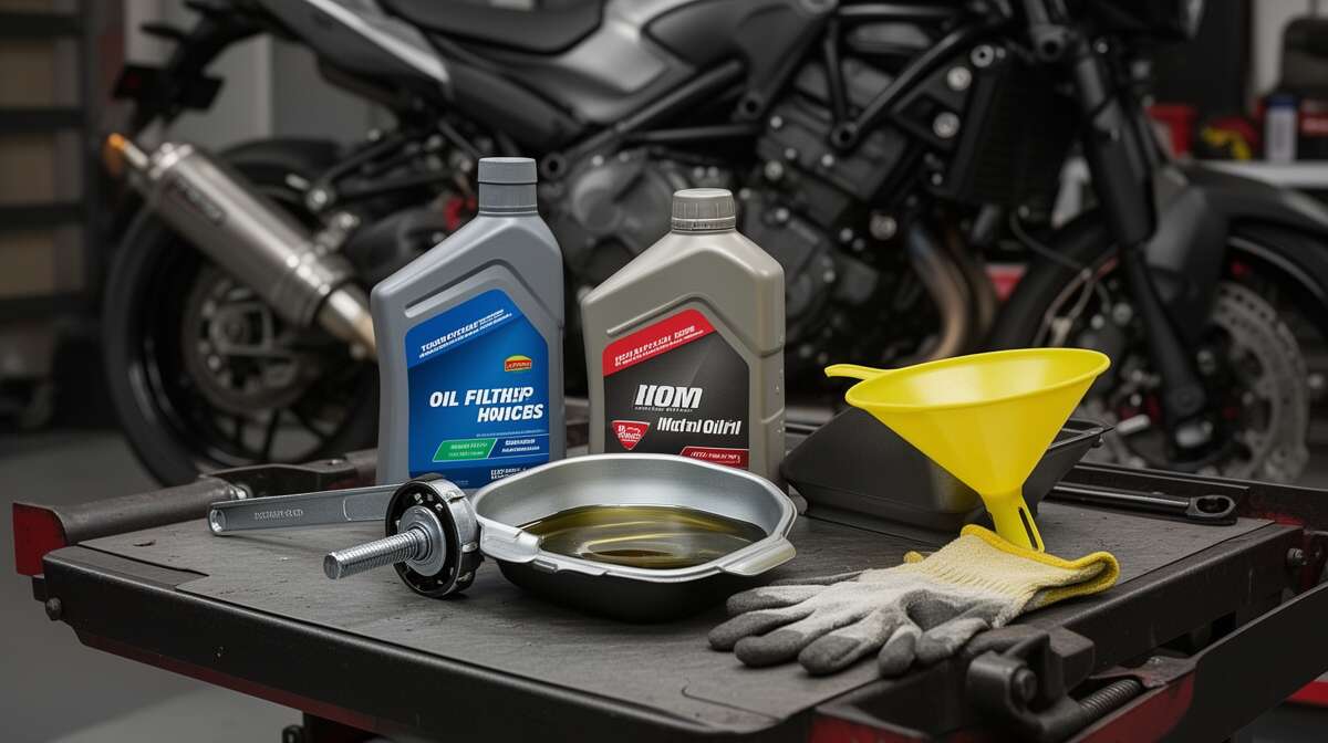 Le mat&eacute;riel n&eacute;cessaire pour la vidange moto