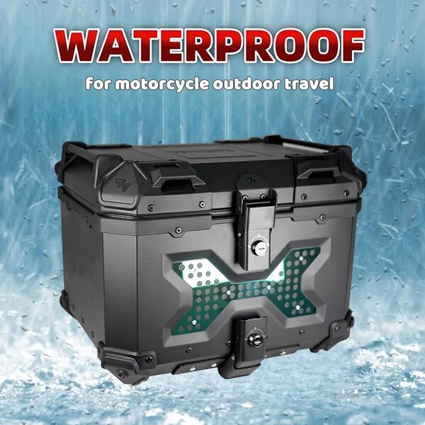 Top Case Moto, 45L/55L65L Top Cases - Coffre de Moto Universel, Alliage D'aluminium Top Case Scooter, Étanche et Résistant aux Chutes et Antivol, avec Serrure de Sécurité, pour Rangement Casques (45L)
