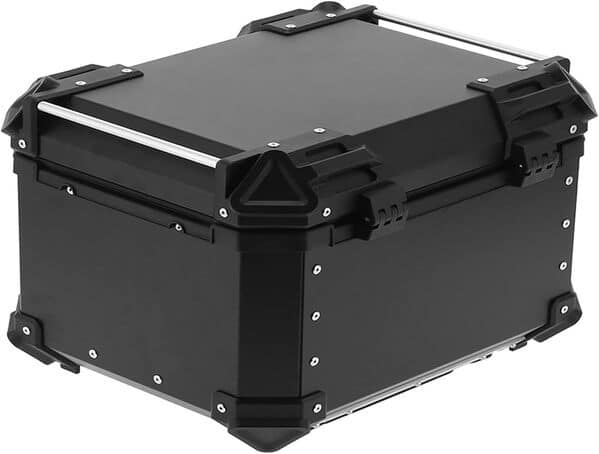 CcacHe Top Case pour Moto Universel 65L 80L 100L Coffre De Rangement Moto en Aluminium Topcase Valise pour Moto Design Étanche Base À Dégagement Rapide Support De Montage (Color : Noir, Size : 65L)