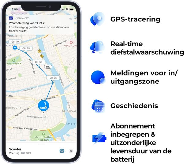 Tracker GPS Invoxia sans Carte SIM avec Alerte Antivol en Temps Réel et Longue Autonomie - Abonnement Inclus - Suivi Voiture, Moto, Scooter, Sac, Enfant, Personne Âgée, Objets de Valeur