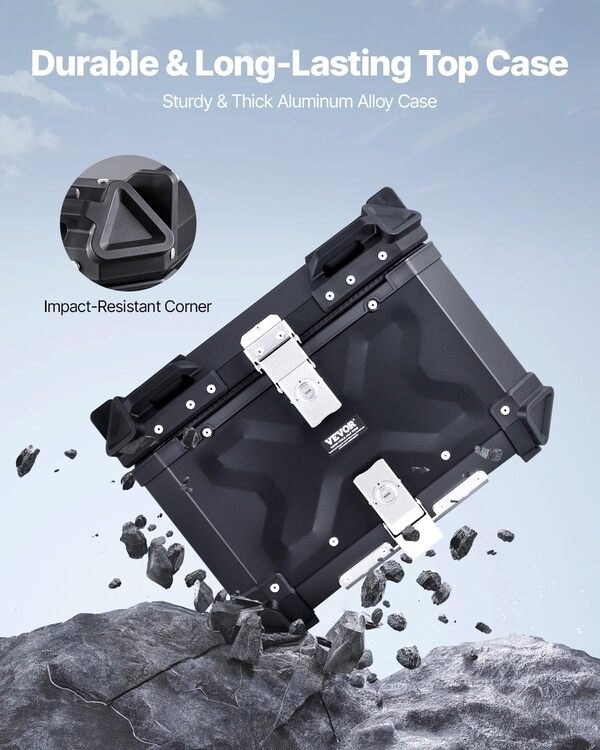 VEVOR Casier Universel en Alliage d’Alu Doublé de Cuir - Coffre Amovible Étanche 45 L avec Serrure