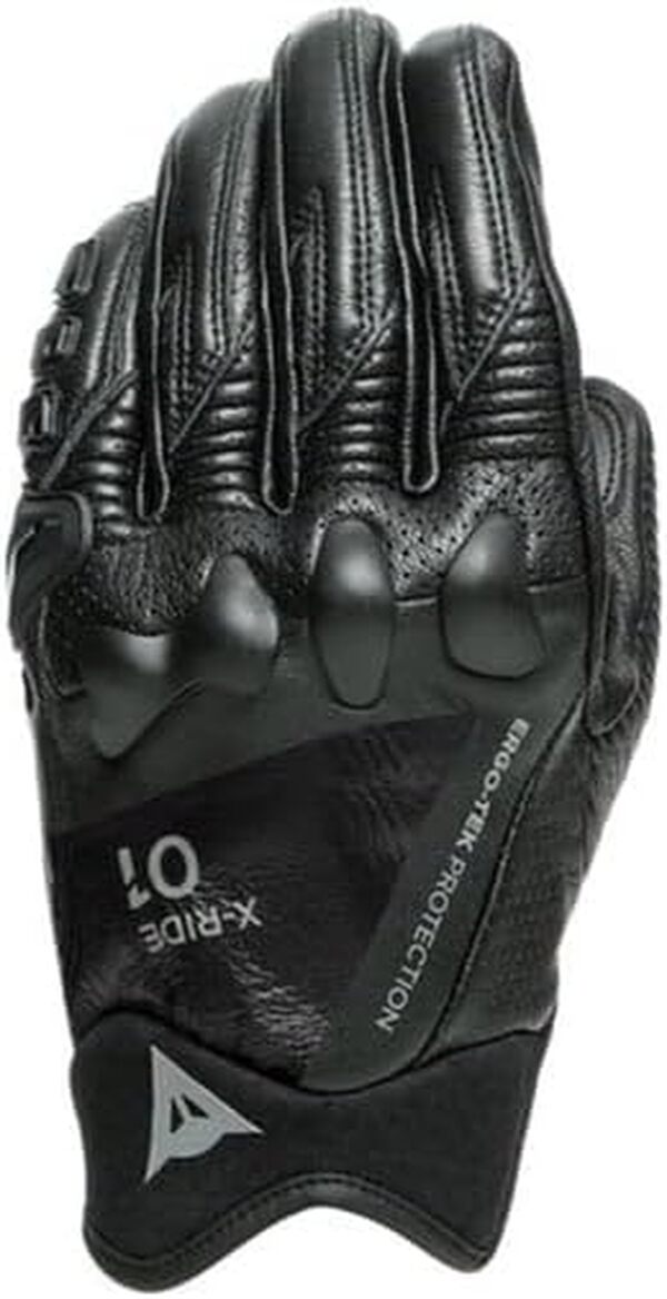 DAINESE - X-Ride Gloves, Gant de Moto en Cuir Court, avec Protections des Articulations et Ecran Tactile, Homme, Black/Black, L