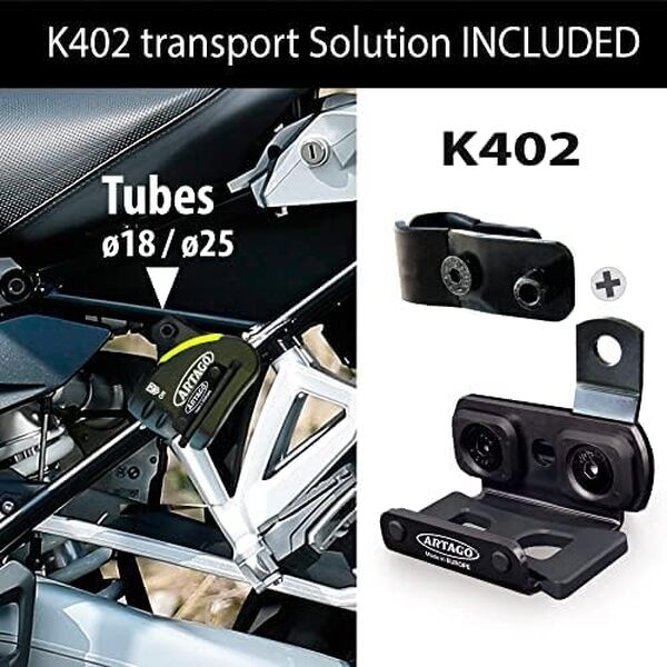 Artago 30X1 Pack Antivol Bloque-Disque avec Alarme 120db Haute Sécurité + Support pour BMW (R1250GS, R1200GS, F850GS, F750GS, F700GS, G310GS, F900XR), Homologué SRA et Sold Secure Gold, Noir/Jaune
