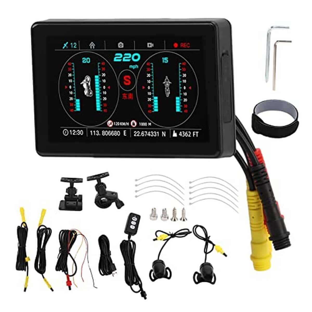 Test moto DVR enregistreur de conduite double lentille LCD IP67 étanche