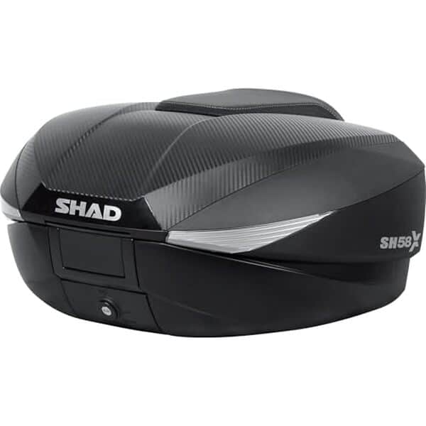 Explorez le top case extensible SHAD SH58X en couleur noire : fonctionnalité avancée et design élégant pour vos aventures en moto