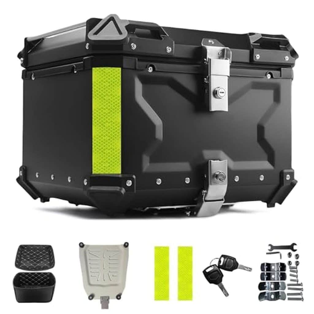 Test : topcase universel aluminium 55L, antivol et étanche