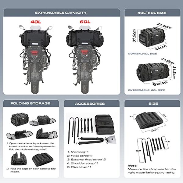 Découvrez notre test détaillé de la sacoche moto BAIGIO 40-60L : capacité extensible, étanchéité garantie et praticité pour vos trajets en deux-roues. 
