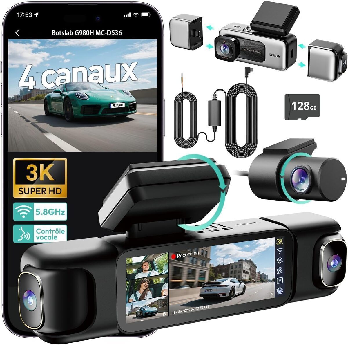 Test de la dashcam BOTSLAB 4 canaux : technologie 4K et fonctions avancées