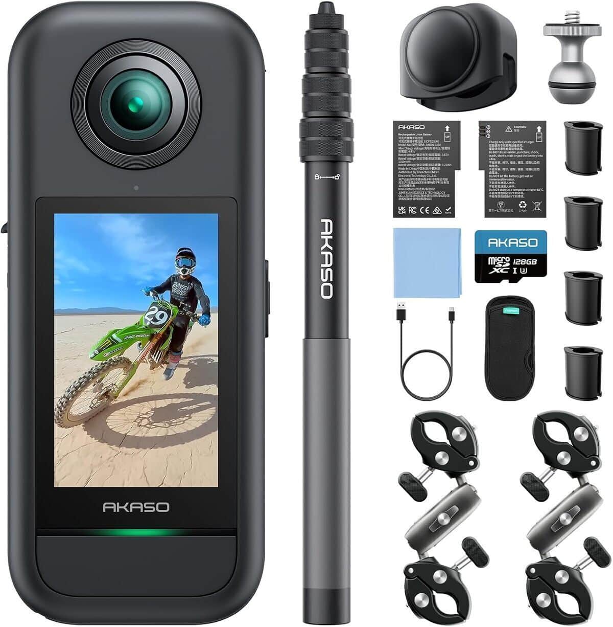 Test du kit moto AKASO 360 : caméra d'action 5.7K et écran tactile