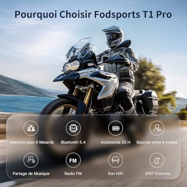 Découvrez notre test complet du Fodsports T1 Pro : intercom moto bluetooth tout-terrain avec portée étendue, qualité audio cristalline et résistance aux conditions extrêmes pour vos aventures en deux-roues.