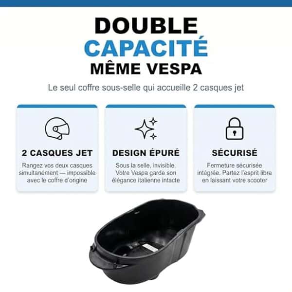 Découvrez notre test complet du coffre sous selle BIG Box pour Vespa : 22 litres de rangement intelligent, pratique et esthétique pour votre scooter.