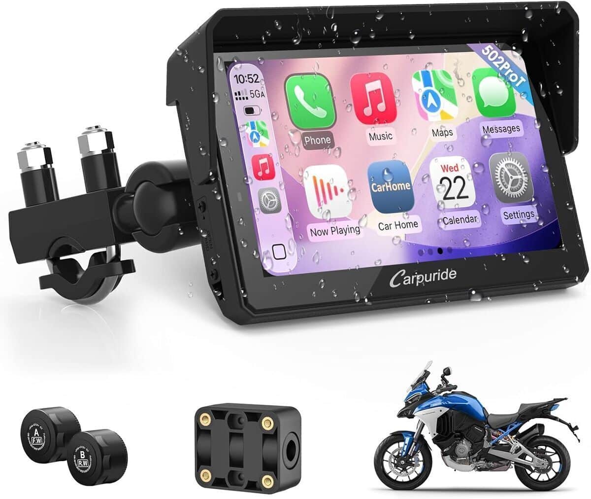 Test Carpuride W502TPRO : écran GPS 5" pour moto avec CarPlay et Android Auto