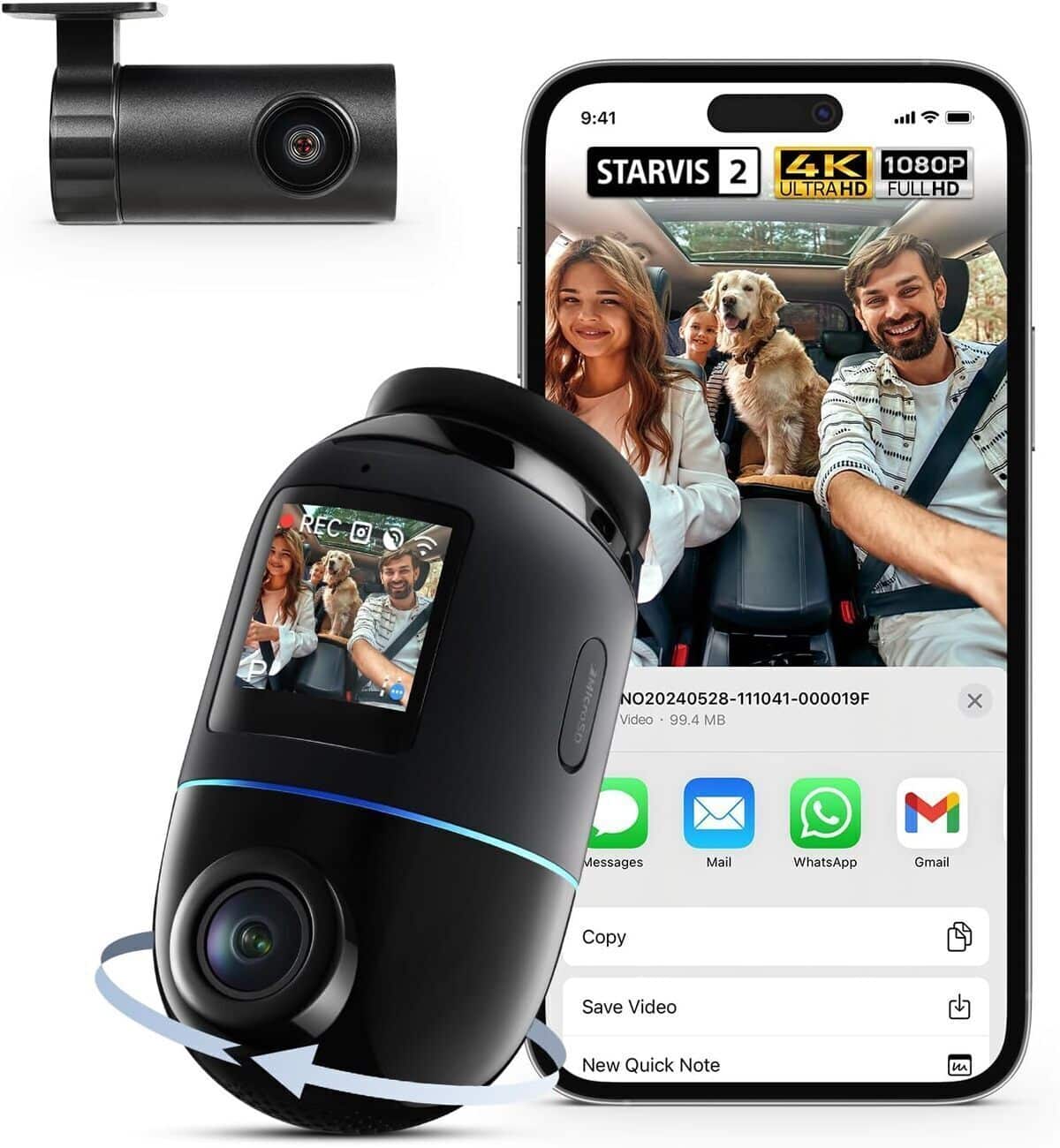 Test : dashcam 70mai Omni 4K, rotation 360° et détection AI