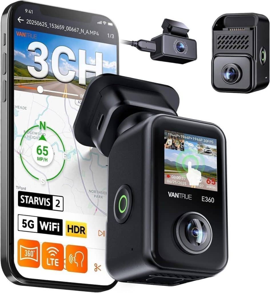 Test de la dashcam Vantrue E360 Plus : performance panoramique 5.2K