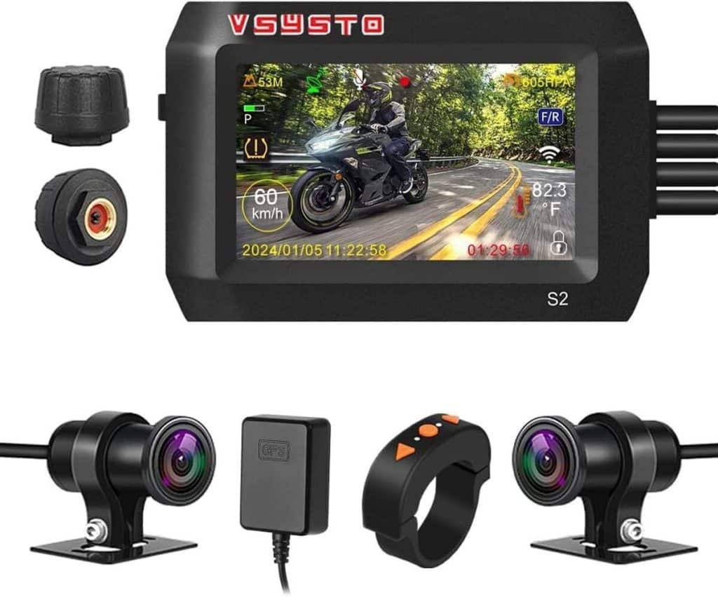 Test VSYSTO WiFi moto dash cam : caméra étanche avant/arrière HD 1080P