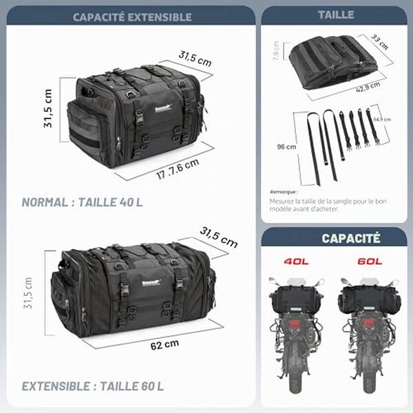 Découvrez notre test détaillé de la sacoche extensible Rhinowalk étanche 40-60 l. Capacité modulable, étanchéité et robustesse : tous les avis sur ce modèle performant.