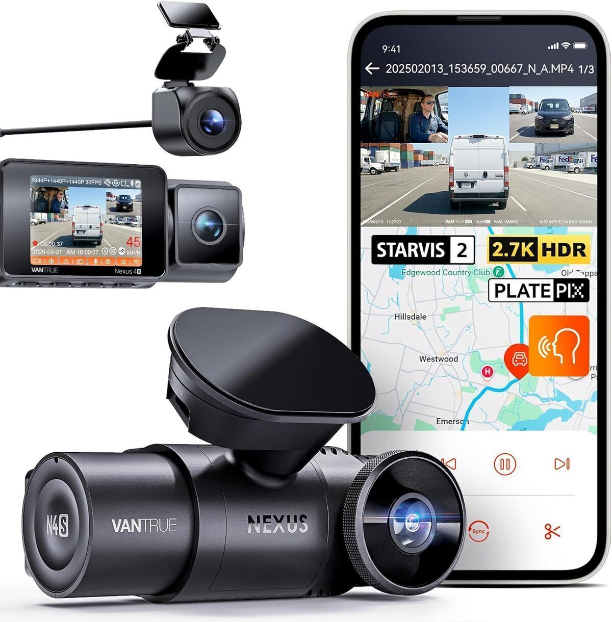 Test de la dashcam Vantrue N4S triple caméra 360° avec wifi et GPS