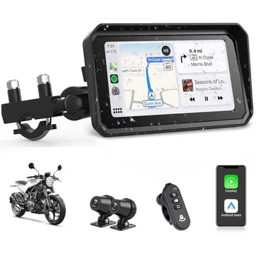 Test du GPS moto 4K Carplay avec dashcam avant-arrière et écran 6, 25 pouces