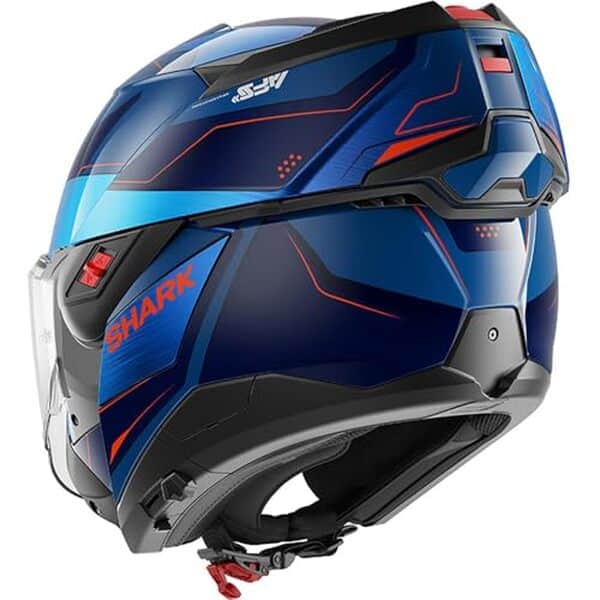 Découvrez notre test complet du casque modulable Shark OXO Mekarium bleu chrome orange XL : confort, sécurité et style pour les motards exigeants.