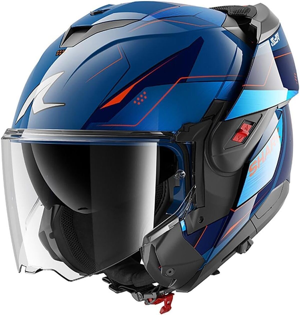 Test du casque modulable Shark OXO Mekarium blue chrome orange XL